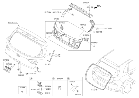 2019 Hyundai Elantra GT Ball Joint-Hood Lifter Diagram for 81163-D3000