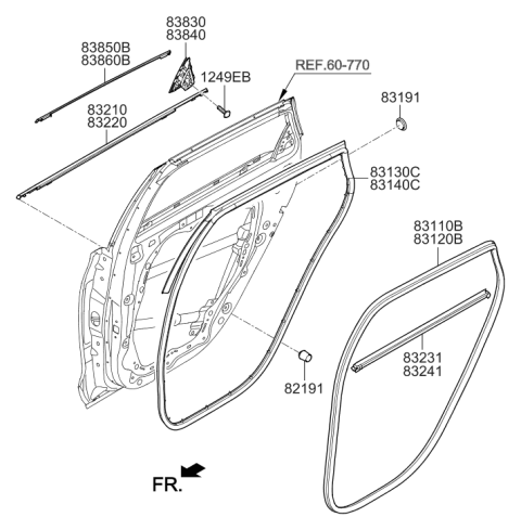 2020 Hyundai Elantra GT Moulding Assembly-Rear Door Frame,LH Diagram for 83850-G3010