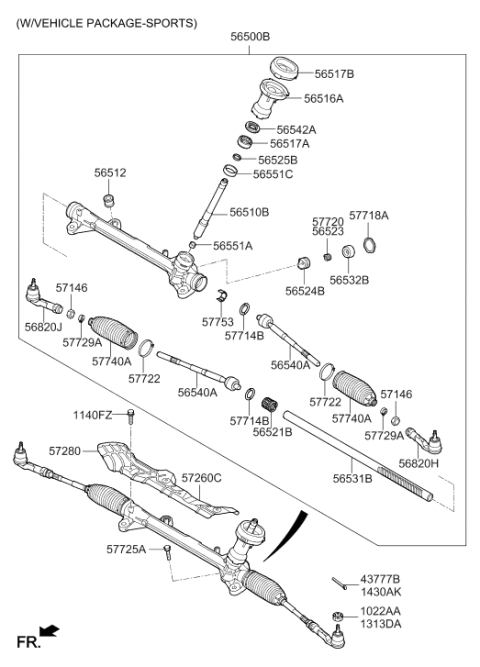 2018 Hyundai Elantra GT Rack Support Yoke Assembly Diagram for 56522-F2000