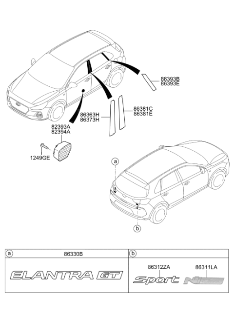 2018 Hyundai Elantra GT Sport Emblem Diagram for 86312-G3000