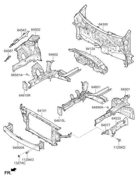 2018 Hyundai Elantra GT Front End Module Carrier Assembly Diagram for 64101-G3000