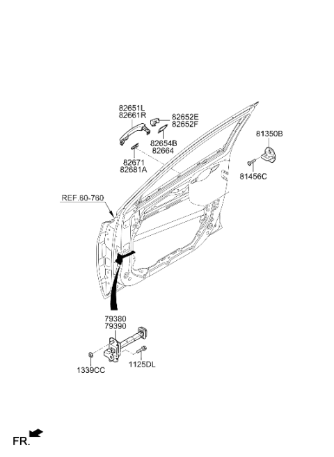 2020 Hyundai Elantra GT Front Door Checker Assembly Right Hand Diagram for 79390-G3000