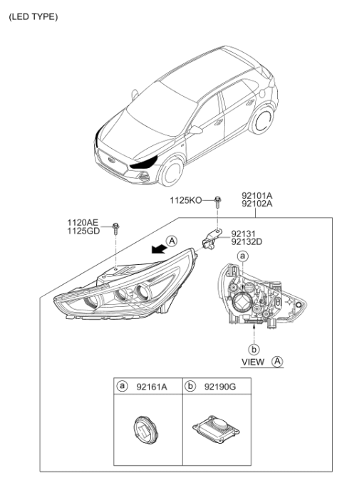 2019 Hyundai Elantra GT L.E.D Driver Module-HEADLAMP Diagram for 92190-G3210