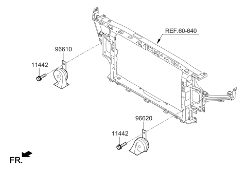 2019 Hyundai Elantra GT Low Pitch Horn Assembly Diagram for 96611-G3100