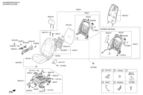 2018 Hyundai Elantra GT Front Seat Recliner Knob Right Hand Diagram for 88294-F2000-TRY