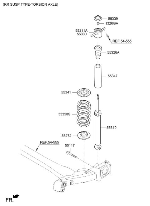 2019 Hyundai Elantra GT Rear Shock Absorber Assembly Diagram for 55310-G3700