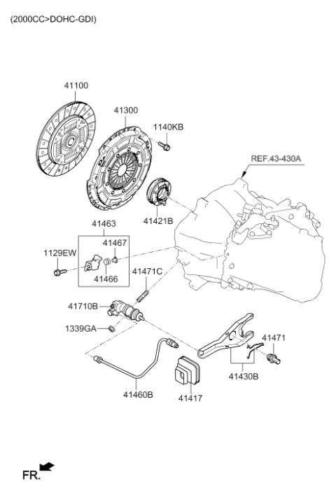2020 Hyundai Elantra GT Clutch Disc Assembly Diagram for 41100-32505