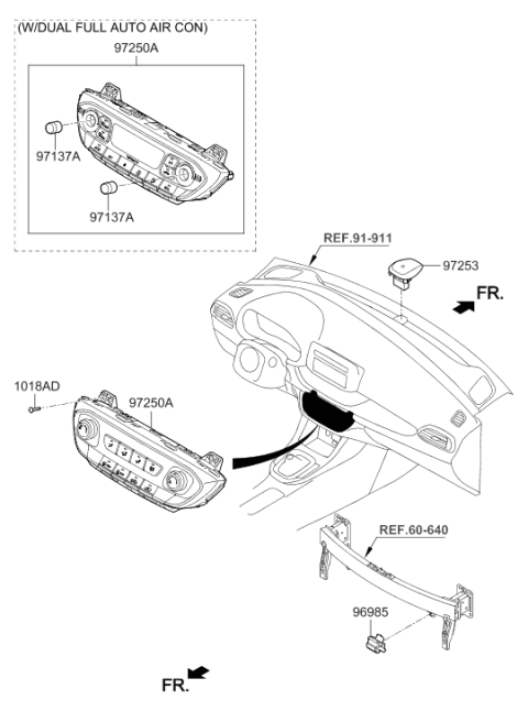 2018 Hyundai Elantra GT Heater Control Assembly Diagram for 97250-G3400-VCA