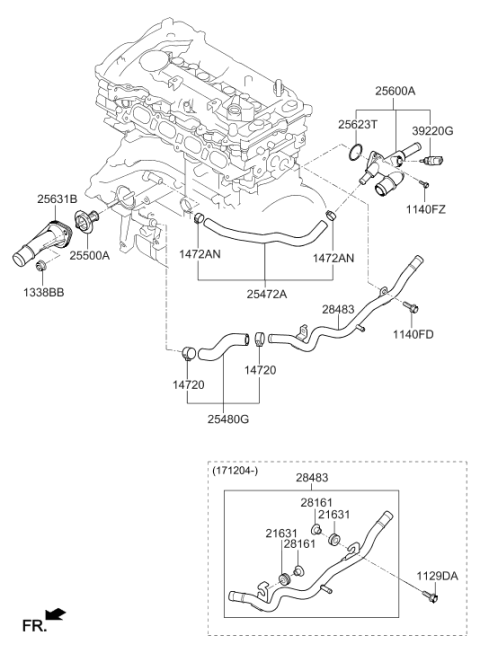 2019 Hyundai Elantra GT Coolant Pipe & Hose Diagram 2