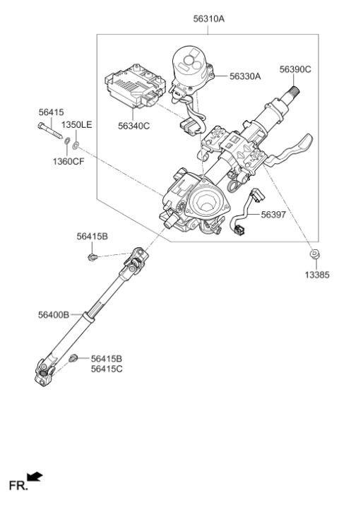 2020 Hyundai Elantra GT Steering Column Assembly Diagram for 56310-G3000