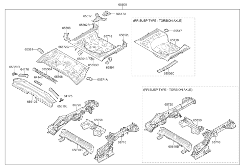 2018 Hyundai Elantra GT Member Assembly-Rear Floor Front Cross Diagram for 65830-G3000