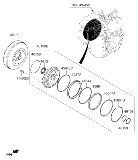 2019 Hyundai Elantra GT Torque Converter Assembly Diagram for 45100-2F400