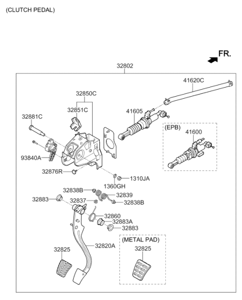 2018 Hyundai Elantra GT Clutch Master/Cylinder & Hose Diagram for 41605-F0100