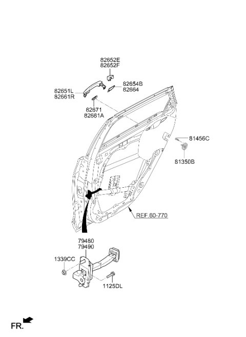 2020 Hyundai Elantra GT Rear Door Checker Assembly Left Hand Diagram for 79480-G3000