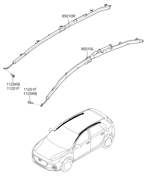 2019 Hyundai Elantra GT Left Hand Curtain Air Bag Module Diagram for 85010-G3000