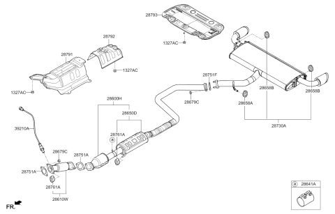 2019 Hyundai Elantra GT Center Muffler Complete Diagram for 28600-G3410