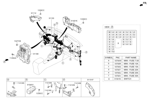 2020 Hyundai Elantra GT Instrument Panel Junction Box Assembly Diagram for 91950-G3140