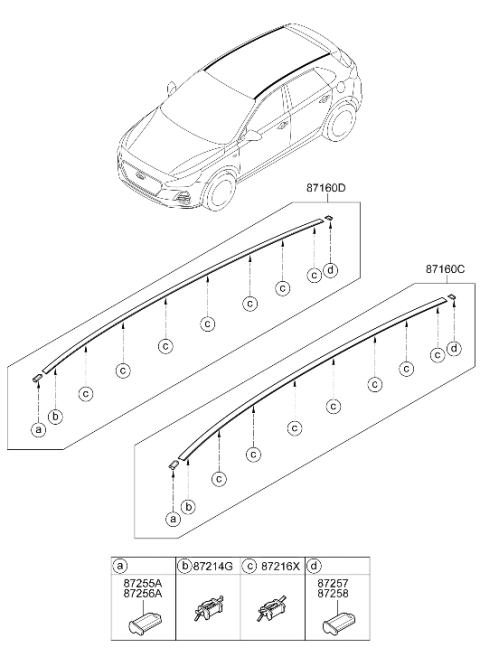 2019 Hyundai Elantra GT Piece-Roof Garnish End Front,LH Diagram for 87218-G3000