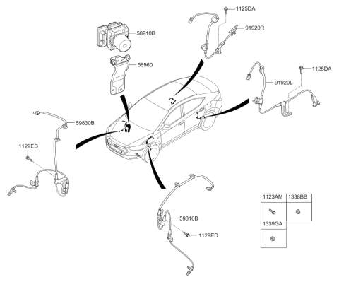 2020 Hyundai Elantra GT ABS Ext Cable Assembly Right Hand Diagram for 91921-G3000