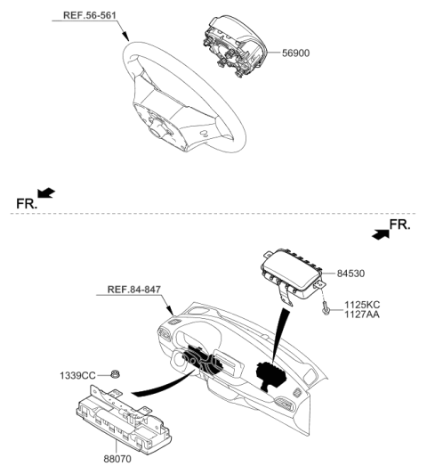 2018 Hyundai Elantra GT Knee Air Bag Module Assembly Diagram for 56970-G3000-TRY
