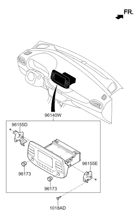 2020 Hyundai Elantra GT Set Mounting Bracket Right Hand Diagram for 96176-G3500