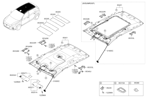 2019 Hyundai Elantra GT Sun Visor Assembly Right Diagram for 85220-G3810-TRY