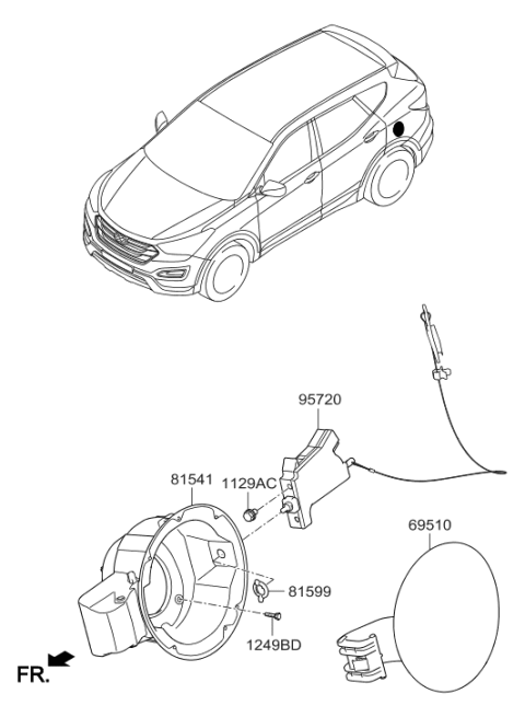 2018 Hyundai Santa Fe Sport Packing-Fuel Filler Door Catch Diagram for 81599-3S000