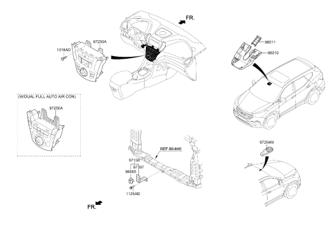2017 Hyundai Santa Fe Sport Heater Control Assembly Diagram for 97250-4ZAA0-U4X