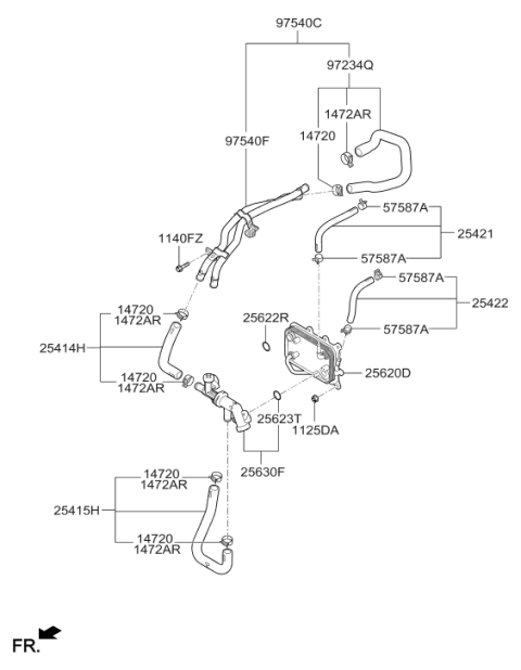 2017 Hyundai Santa Fe Sport Hose Assembly-A.T.F Outlet Diagram for 97324-2WBA0