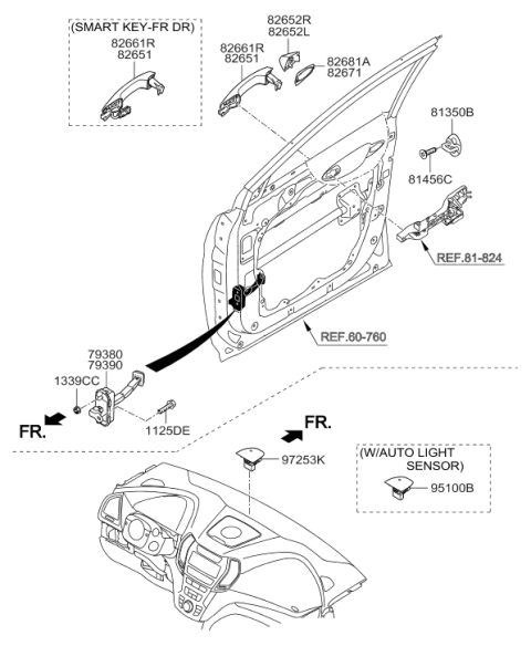 2017 Hyundai Santa Fe Sport Front Door Checker Assembly Right Hand Diagram for 79390-4Z000