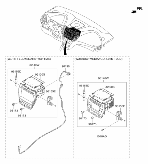 2017 Hyundai Santa Fe Sport Set Mounting Bracket Right Hand Diagram for 96176-2W000