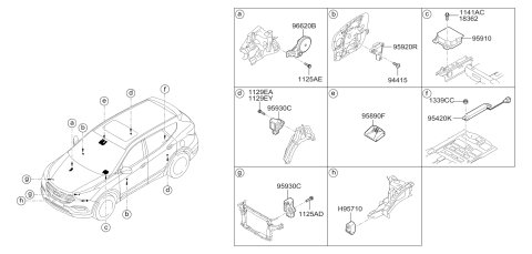 2017 Hyundai Santa Fe Sport Air Bag Control Module Assembly Diagram for 95910-4Z260