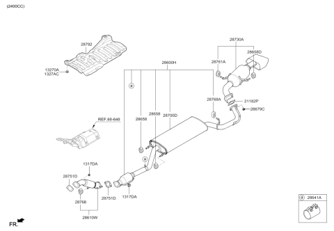 2018 Hyundai Santa Fe Sport Exhaust Pipe Hanger Diagram for 28768-2W300