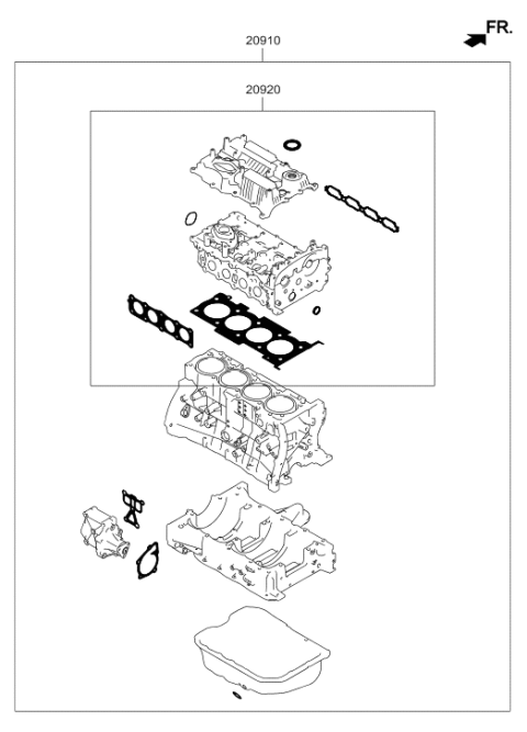 2016 Hyundai Santa Fe Sport Engine Overhaul Gasket Kit Diagram for 20910-2GK07
