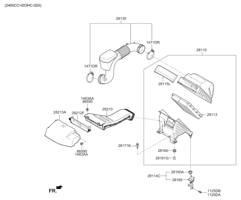 2016 Hyundai Santa Fe Sport Air Intake Hose Assembly Diagram for 28130-4Z700