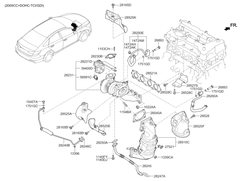 2015 Hyundai Sonata Exhaust Manifold Gasket Diagram for 28521-2GGA0