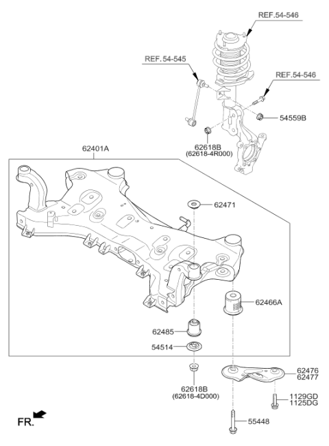 2016 Hyundai Sonata Crossmember Complete Diagram for 62405-C2050