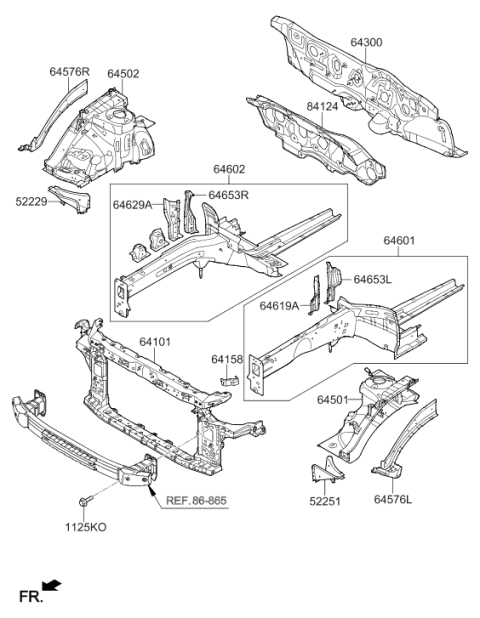 2017 Hyundai Sonata Front End Module Carrier Assembly Diagram for 64101-C2000