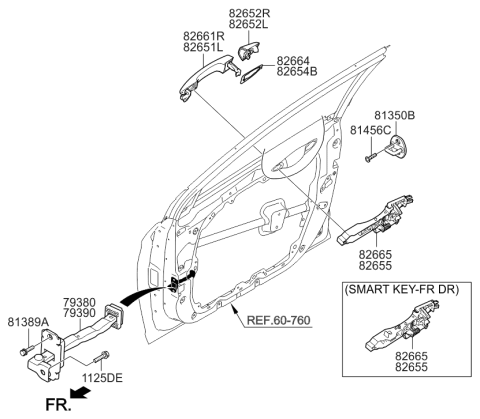 2016 Hyundai Sonata Exterior Door Handle Assembly Right Diagram for 82661-C1110