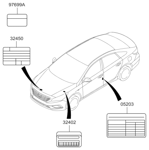 2017 Hyundai Sonata Label Emission Control Diagram for 32450-2B691