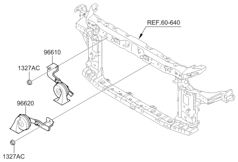 2015 Hyundai Sonata Low Pitch Horn Assembly Diagram for 96610-C1000