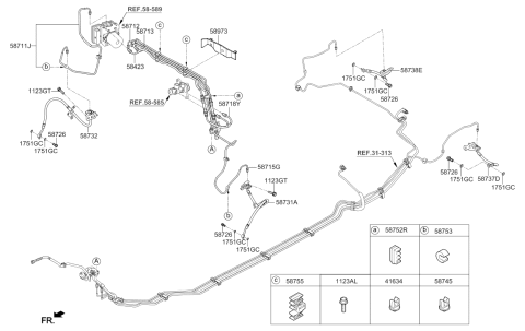 2017 Hyundai Sonata Front Brake Hose Right Hand Diagram for 58732-C1000