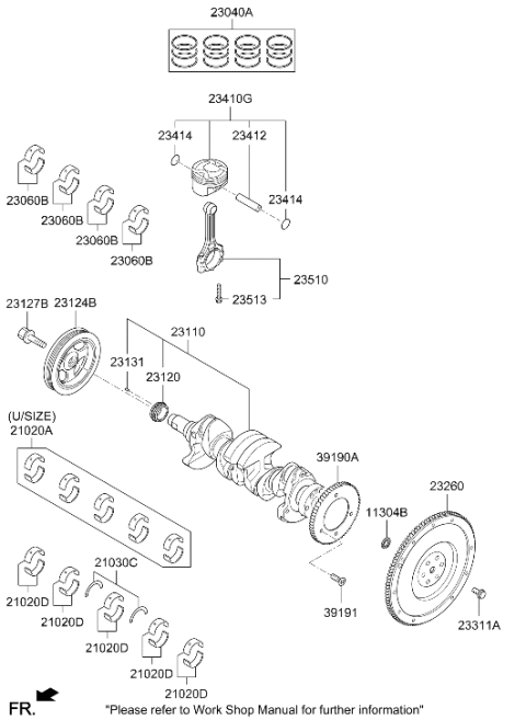 2017 Hyundai Sonata Piston Ring Set Diagram for 23040-2BCA0