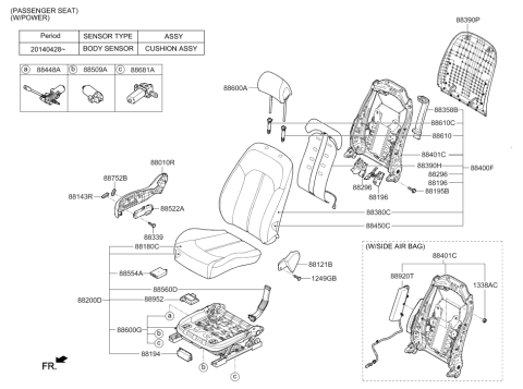 2015 Hyundai Sonata Front Passenger Side Seat Cushion Cover Diagram for 88260-C2000-SMJ