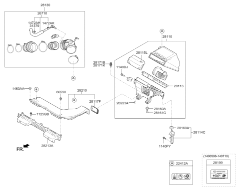 2015 Hyundai Sonata Air Intake Hose Assembly Diagram for 28130-C2600