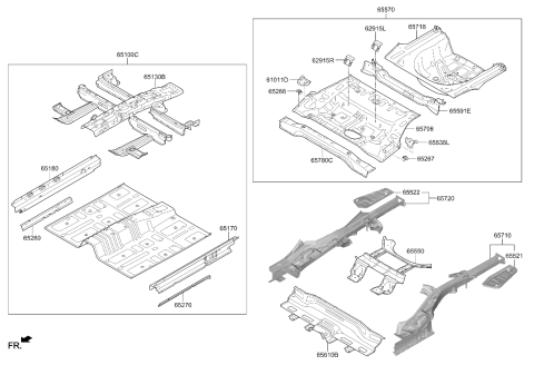 2017 Hyundai Sonata Rear Floor Side Member Assembly Left Hand Diagram for 65710-C2001