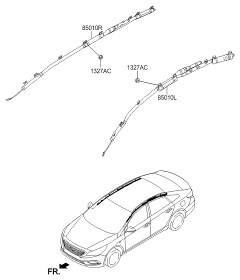 2016 Hyundai Sonata Right Hand Curtain Air Bag Module Diagram for 85020-C2000
