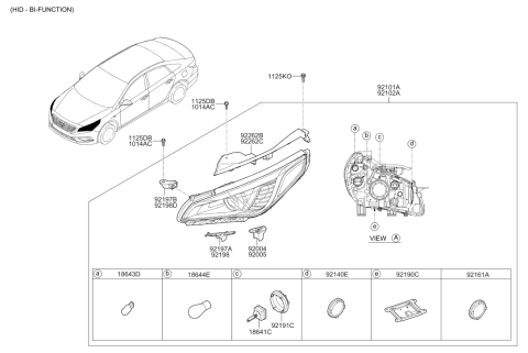 2016 Hyundai Sonata Left Headlamp Assembly Diagram for 92101-C2000