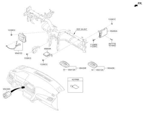 2015 Hyundai Sonata Button Start Switch Assembly Diagram for 95430-C1500-VS5