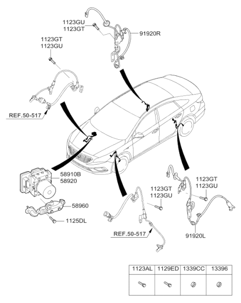 2015 Hyundai Sonata ABS Ext Cable Assembly Right Hand Diagram for 59930-C1000